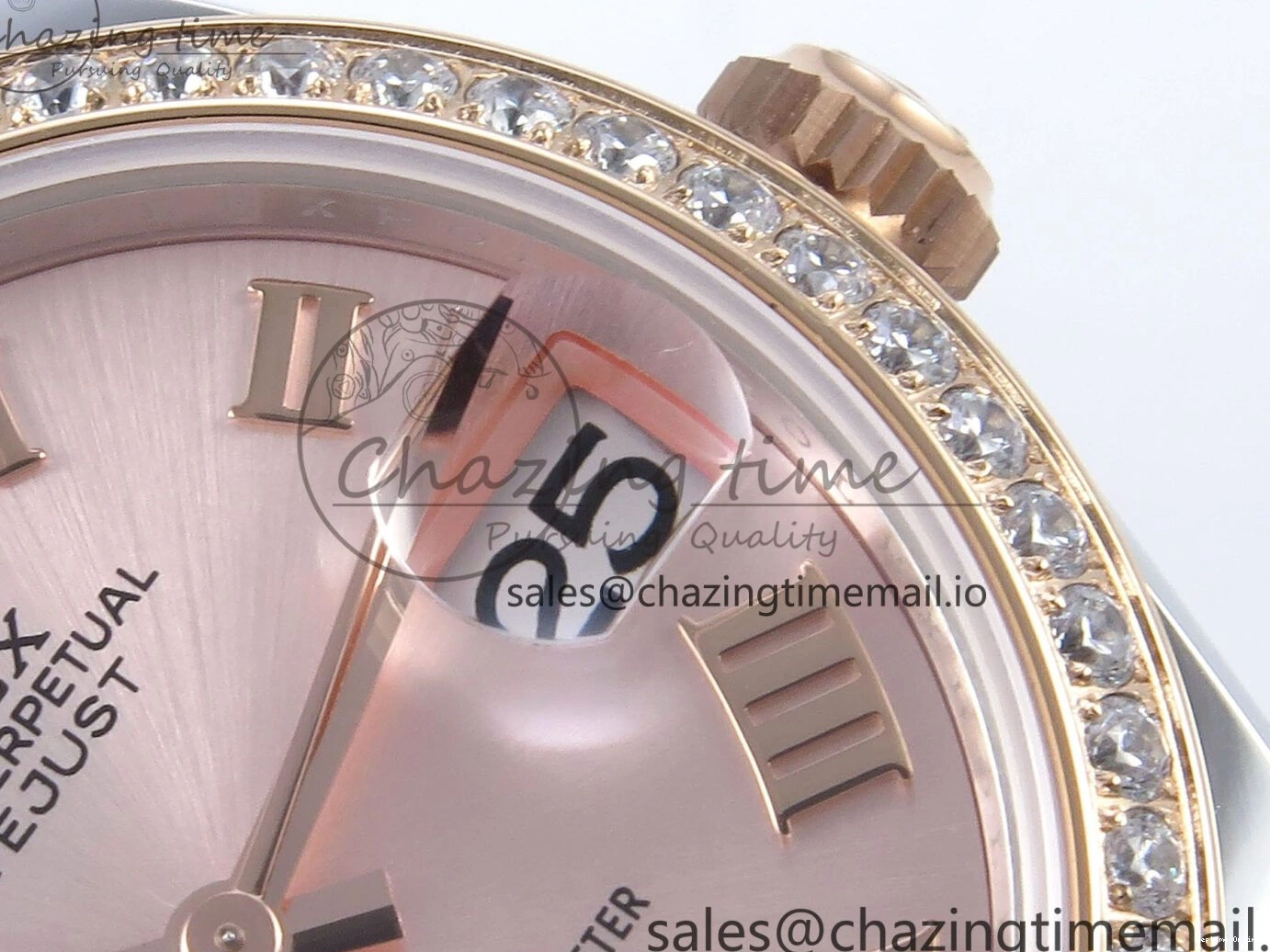0515 Sleek DateJust 31 278381RBR ARF 1:1 Best Edition 904L Steel RG Roman Dial Diamonds Bezel on SS RG Oyster Bracelet ETA 382